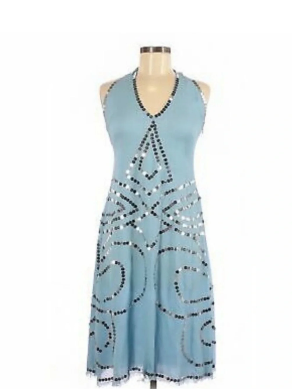 Marc Jacobs Halter Neck Beaded Evening Dress - Blue and silver - Picture 4 of 5